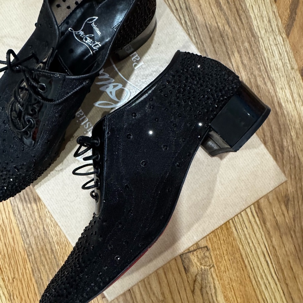 Christian Louboutin Black Sparkle Flats